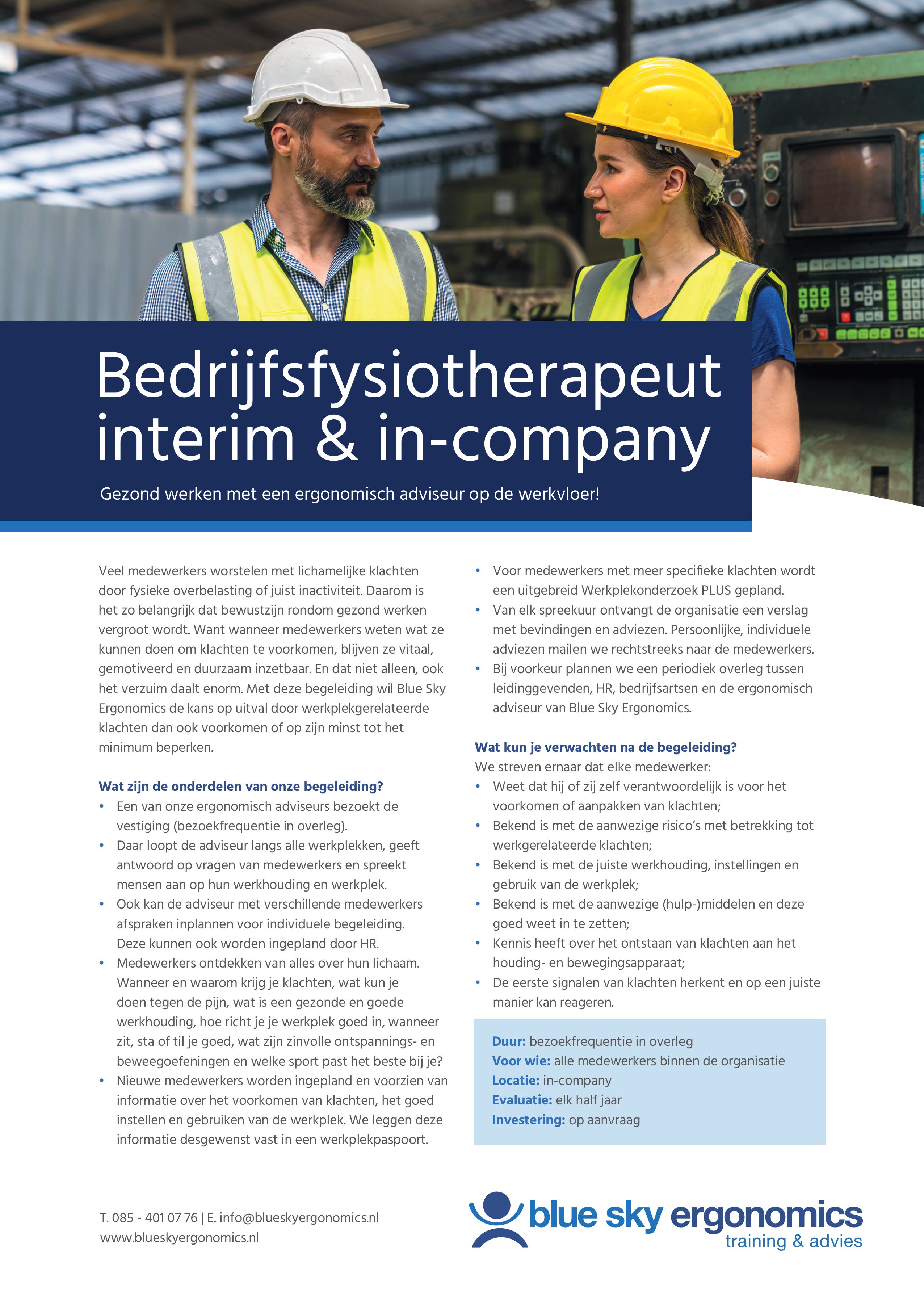 Incompany Interim Bedrijfsfysio - Flyer